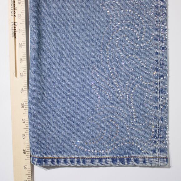 NWT $150 Levi's x Beyonce 501 '90s Light Wash Jeans Rhinestones Women Size 29x30 - Picture 15 of 16